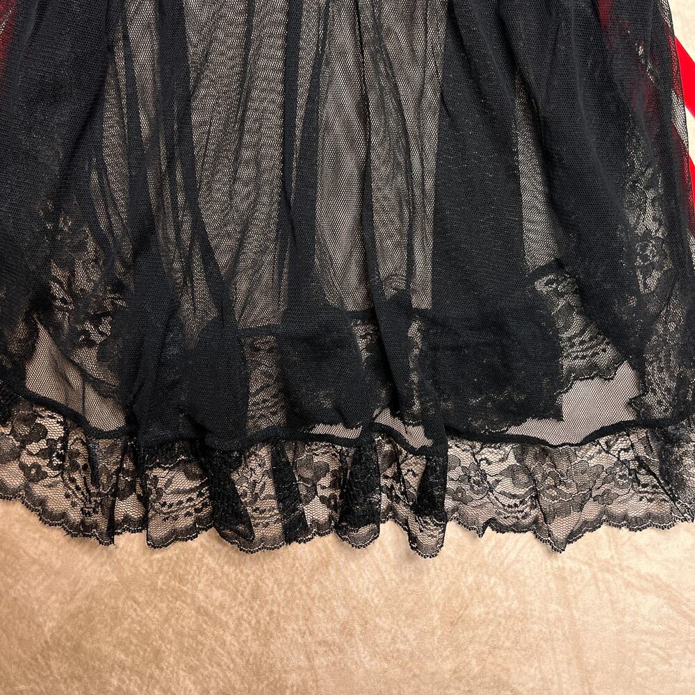 Vintage Y2k Escante Collection Sheer Mesh Floral Lace Babydoll Lingerie Top Bows View 5